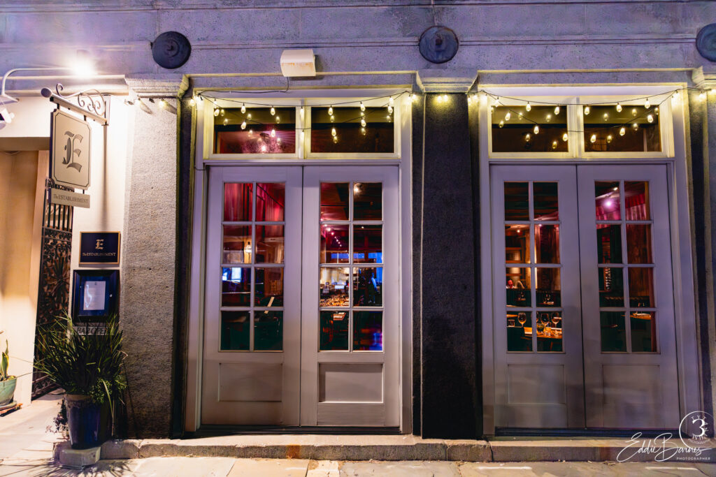 Exterior view of The Entertainment Restaurant in downtown Charleston SC, captured during luxury food photography Charleston SC series.